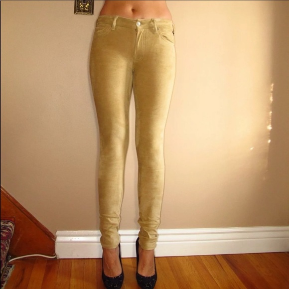 7 For All Mankind Womens Skinny Pants Jeans Sueded Beige Sand Size 24 Faux Suede - Picture 4 of 5